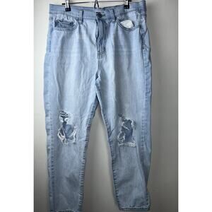 So Jeans Women's Size 13 Distressed High Rise Mom Jeans Light Wash Denim Cotton